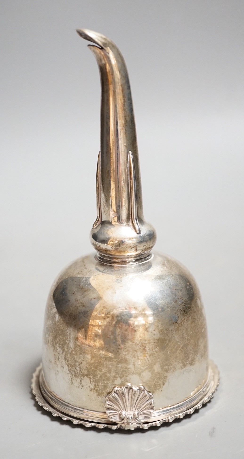 A George III Scottish silver wine funnel, George MacHattie, Edinburgh, 1818, with muslin ring, height 14.4cm.